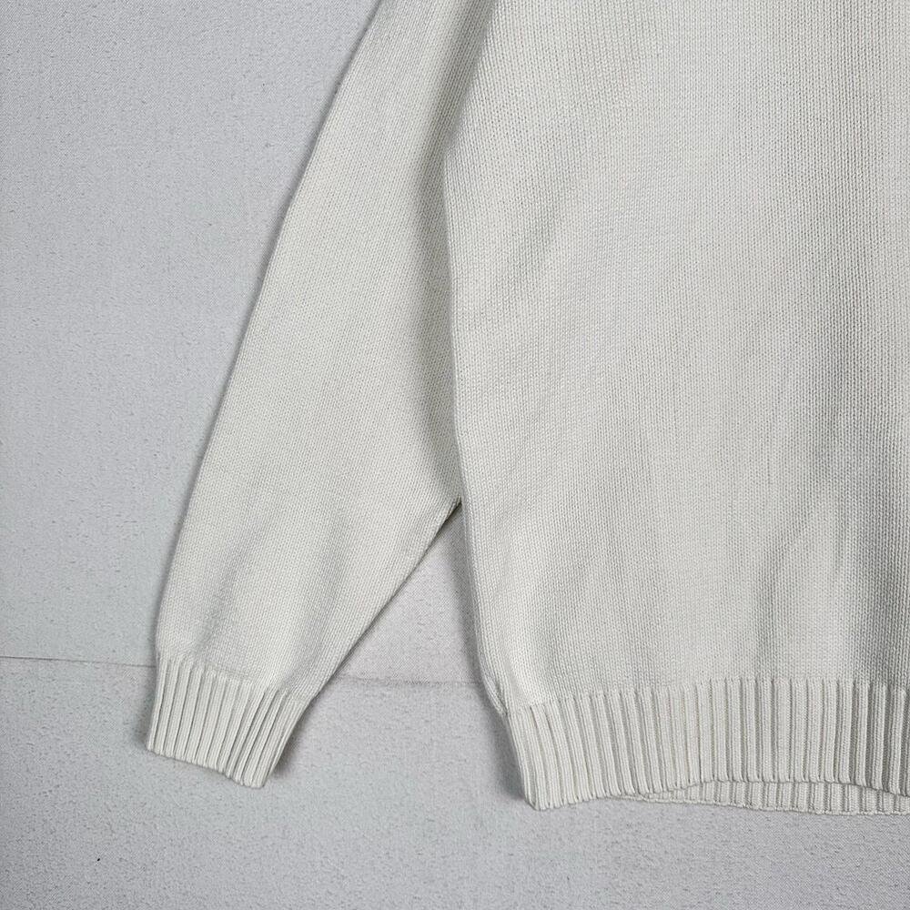 Vintage Tommy Hilfiger Men's Knit Cotton Crewneck Sweater Large White - Picture 5 of 9